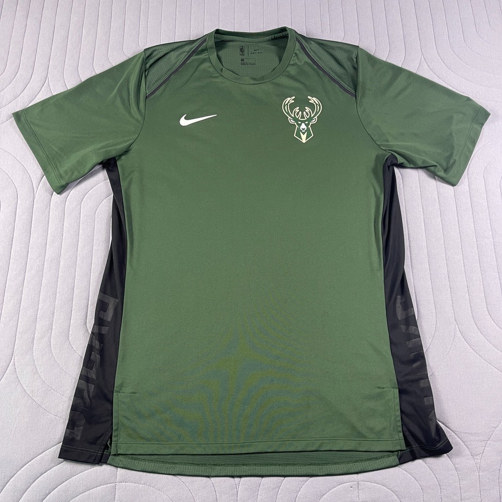 Milwaukee Bucks Shirt Mens Large Green Nike Elite Shooter Performance Dri-Fit